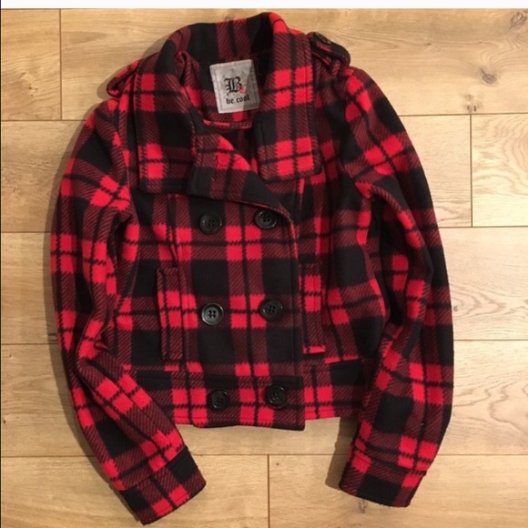 Red and Black Cropped Pea Coat S Modcloth - Picture 1 of 2