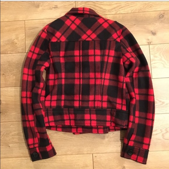 Red and Black Cropped Pea Coat S Modcloth - Picture 2 of 2