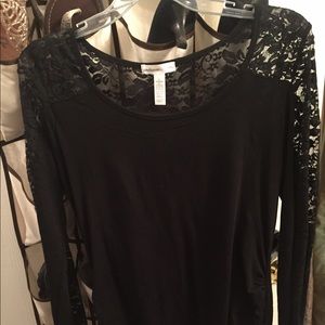 Black laced  long sleeve maternity blouse