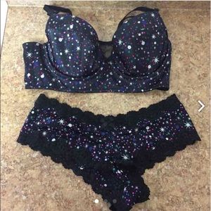 Vs satin mini bustier bra set