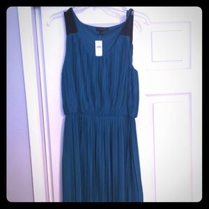 Blue and black pleated dress