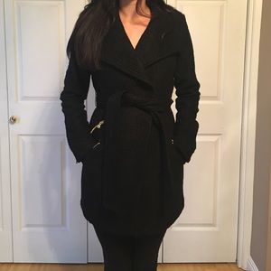 Black wool peacoat with gold hardware