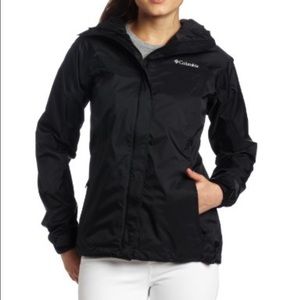 Columbia black waterproof rain jacket.