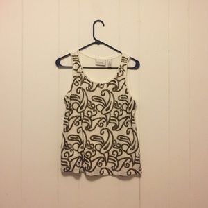 White tank with gold sequined pattern!