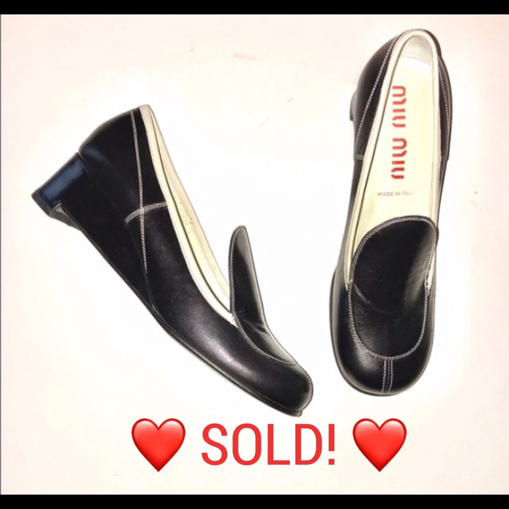 NEW MIU MIU Cool Wedge Contrast stitching shoes!