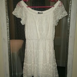 White lace off the shoulder Dillard's dress