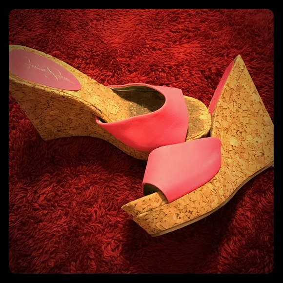 Pink wedged heels