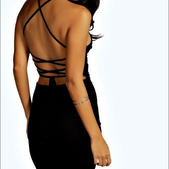 Strappy/tie back black dress NWT