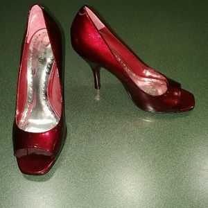 BCBGeneration  Ruby Red open toe pumps