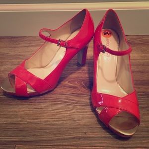 Coral Open Toed Heels