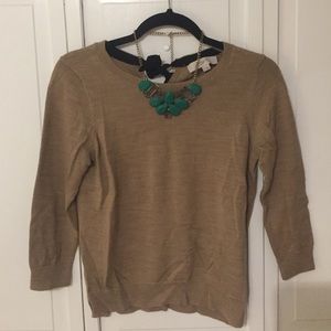 LOFT camel sweater with bow tie back