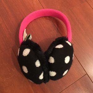 Kate Spade Pink and Black Polka Dot Ear Muffs