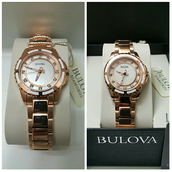 BRAND NWT Bulova Diamond Rose-Gold watch.