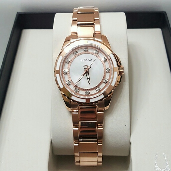 BRAND NWT Bulova Diamond Rose-Gold watch.