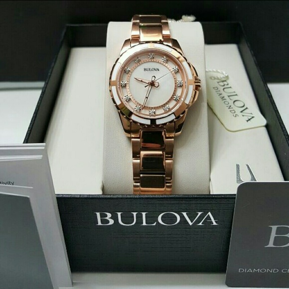 BRAND NWT Bulova Diamond Rose-Gold watch. main image 5