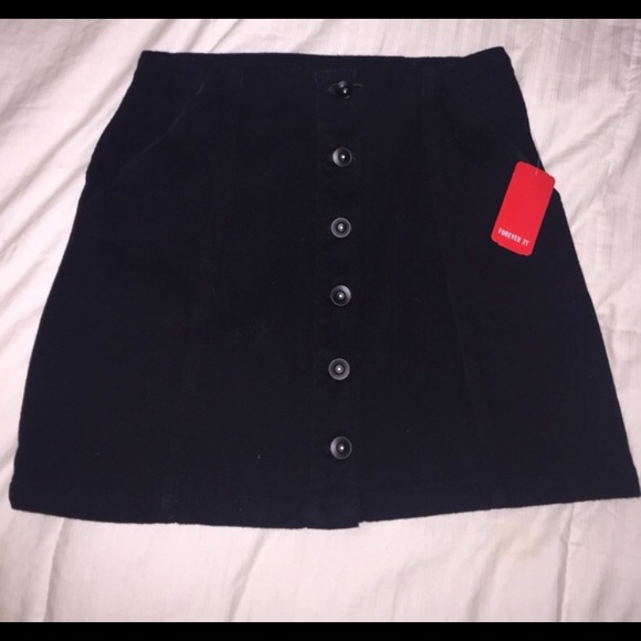 Forever 21 Black button up jean skirt
