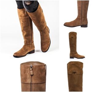 Tory Burch Wembley Riding Boot in Tobacco Suede