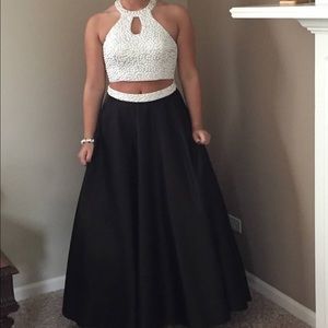 blush 2 piece prom dress