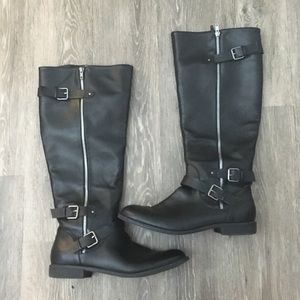 JustFab Wide Calf Black Boots