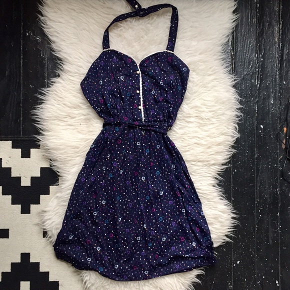 Vintage Floral Halter Dress