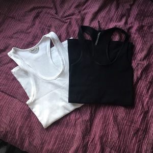 White and black ribbed racer tank tops aritzia