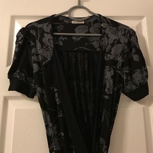 Long Black Floral Robe Dress