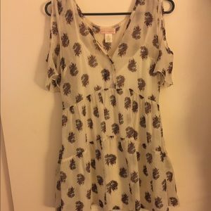 Cream open shoulder dress