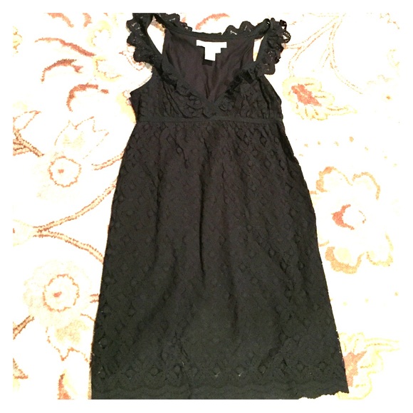 Cute little black knit lace summer dress