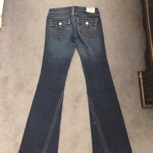 True religion medium wash low rise flares
