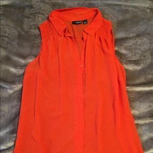 Orange button up tank top