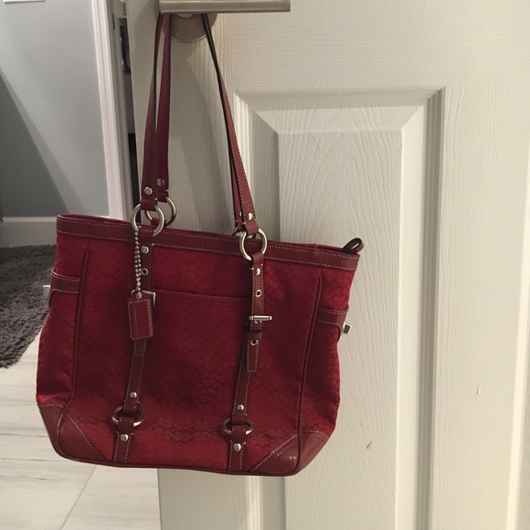 Coach red medium tote