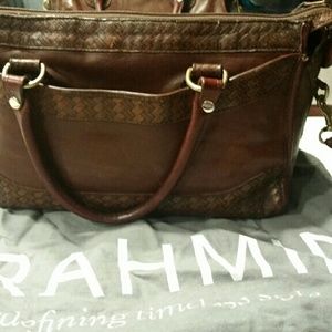 Brahmin brown leather vintage satchel