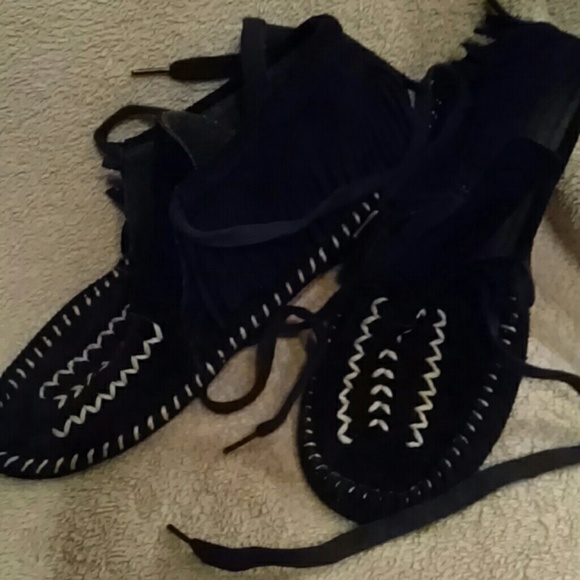 Black suede moccasins