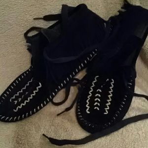 Black suede moccasins
