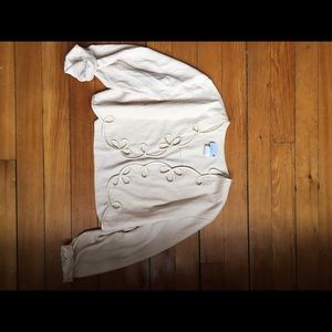 Vintage open front cardigan cover up cream top