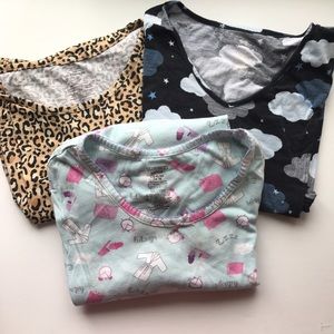 3 night shirts short sleeve mid thigh length