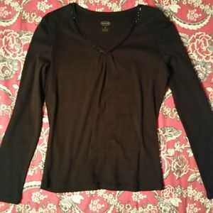 Talbots Embellished V Neck