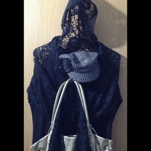 Black Laced Hoodie/Glitzy/Metallic Handbag