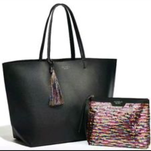 Victoria's Secret Black Leather Tote - NWT!! 2016