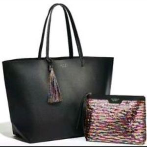 Victoria's Secret Black Leather Tote - NWT!! 2016