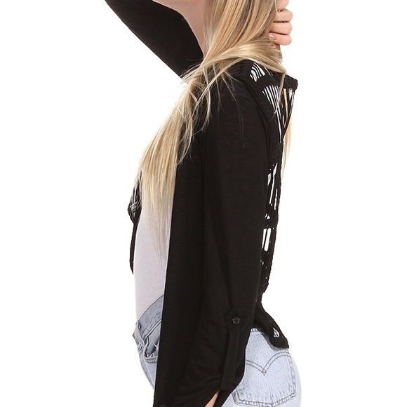 Pleasant Surprise Crochet Back Jacket - Picture 3 of 4