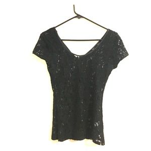 Black lace BR short sleeved top