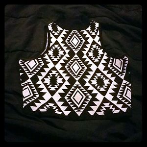 Aztec  black and white crop top