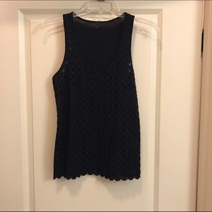 J. Crew Navy scalloped top