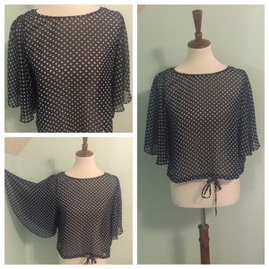 Forever 21 Navy Polkadot Blouse