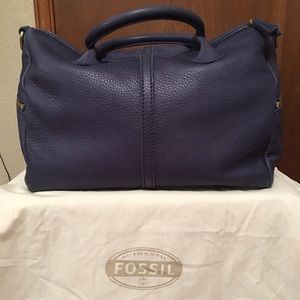 Navy Blue Fossil Satchel