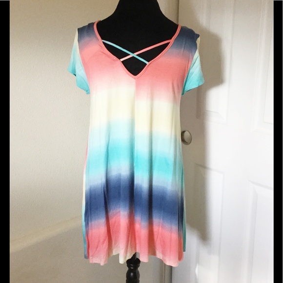 Tye Dye Crossback Tunic Dress - Picture 2 of 6