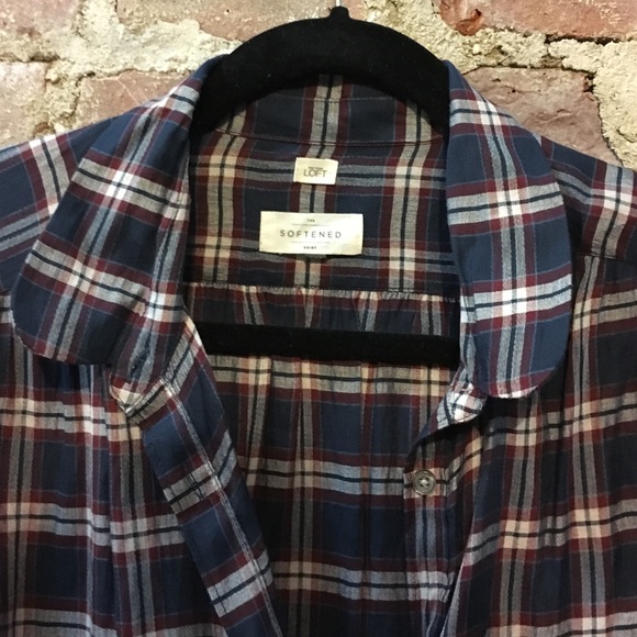 Ann Taylor Loft Softened Plaid Shirt
