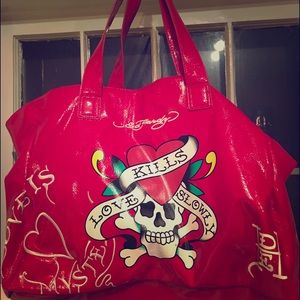 Ed Hard red patent leather bag
