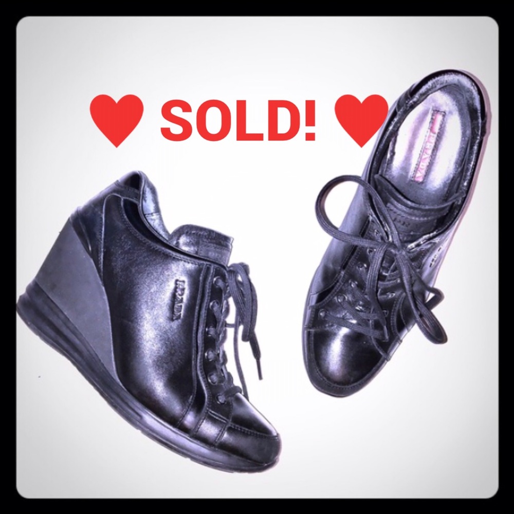 PRADA Wedge Sneakers metal logo detail size 38.5